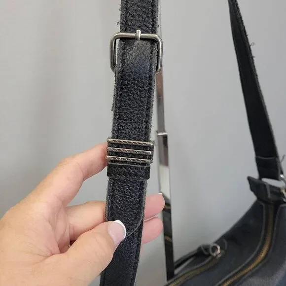 The Sak Kyetra Hobo Bag Black Leather Embroidery Harness Boho Western Biker Goth - Picture 10 of 10